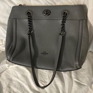 Coach shoulder leather gray purse